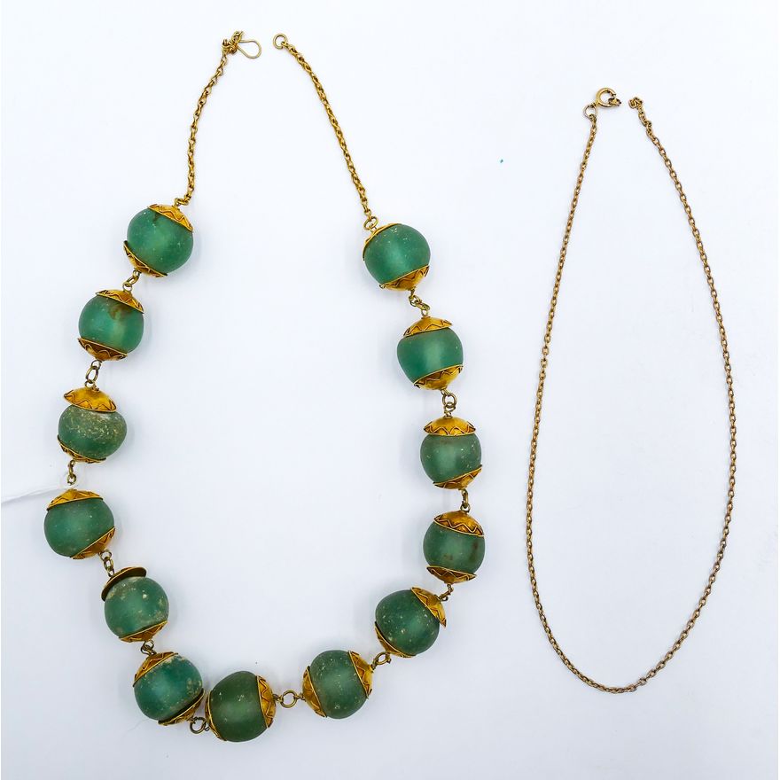 Ancient Persian Glass Bead Necklace 24''