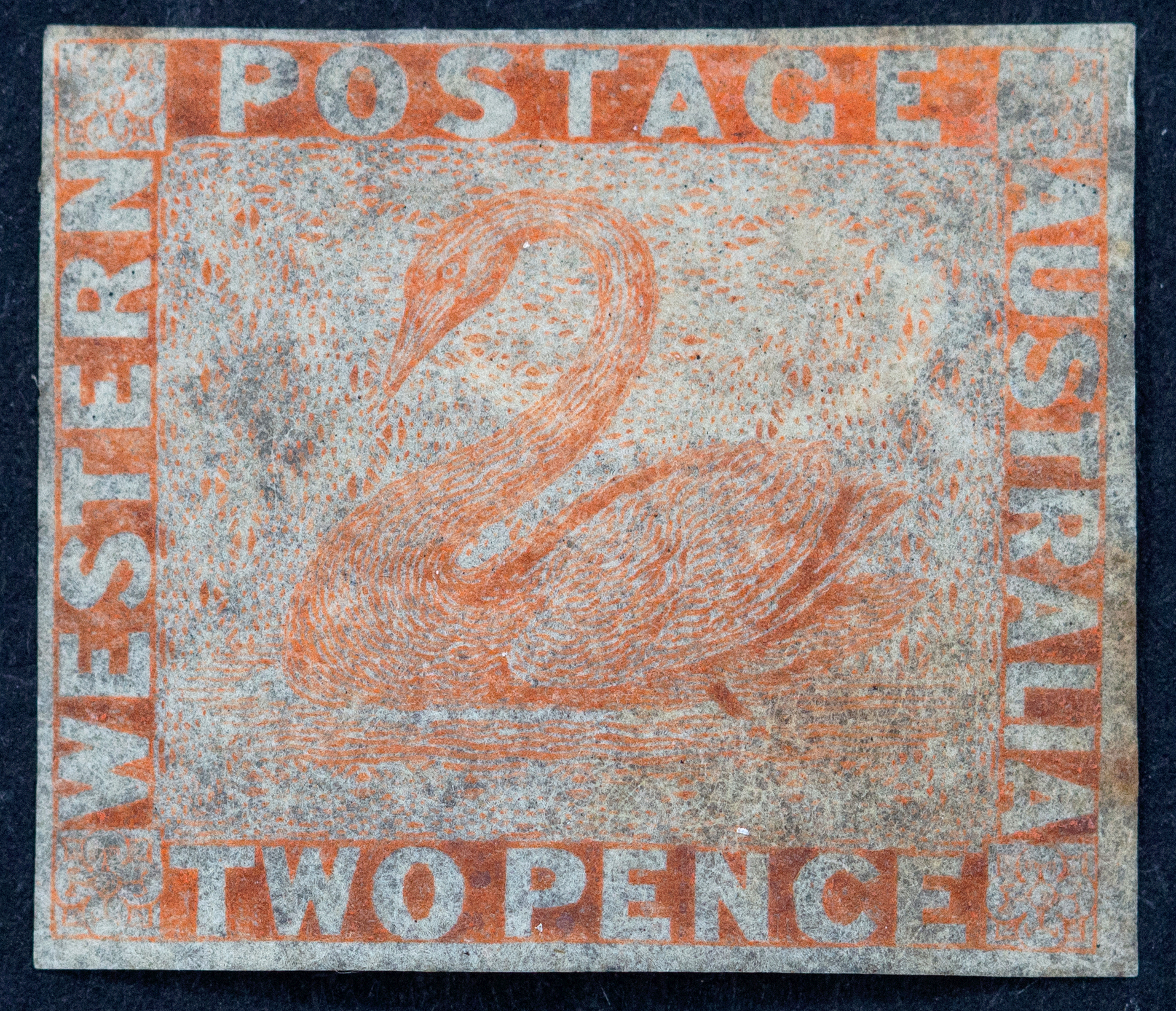 Western Australia, Twopence, Orange-Vermilion, 1860, MH