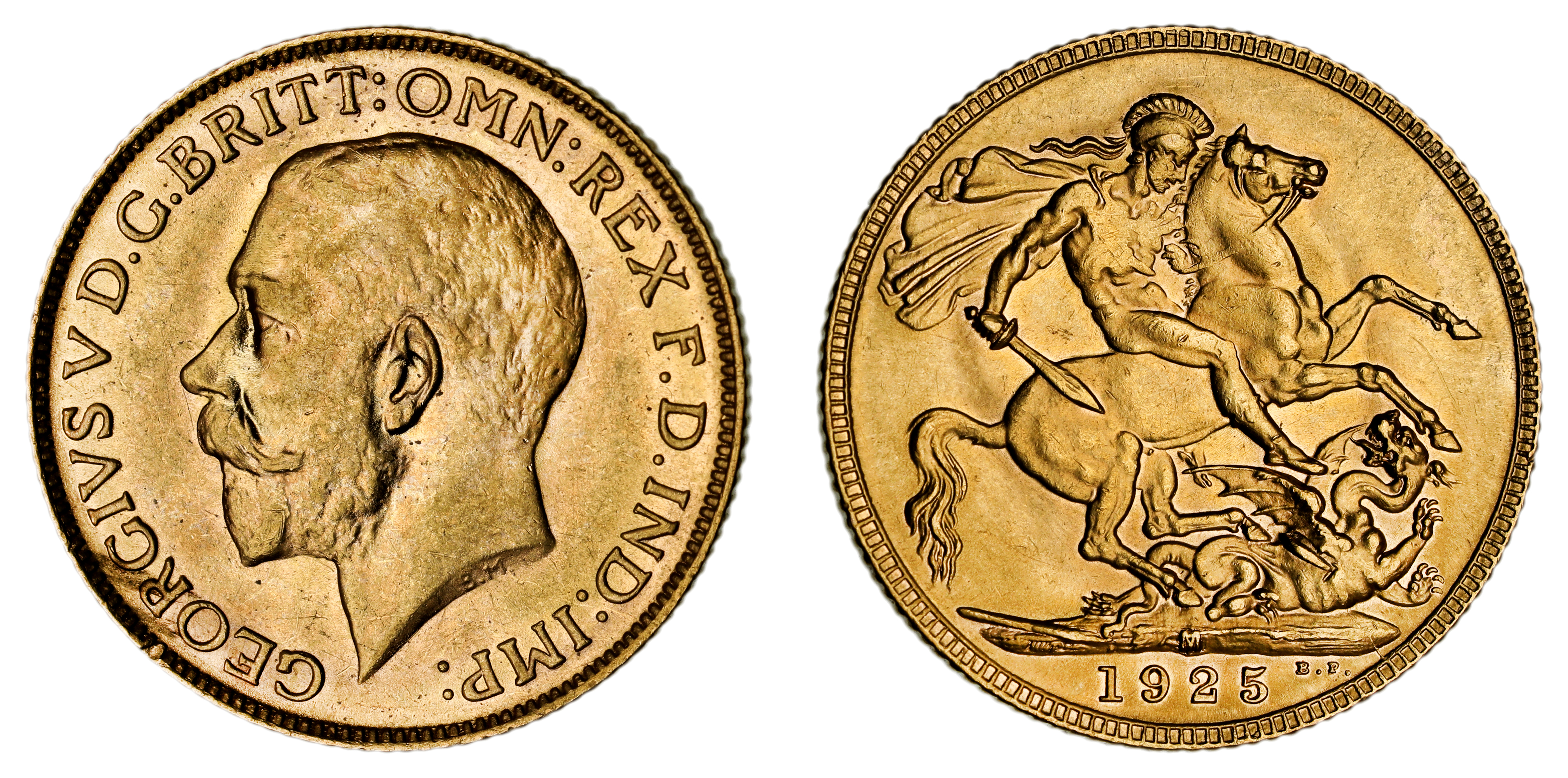 George V, St. George Reverse - Melbourne Mint, Sovereign, 1925, aUNC