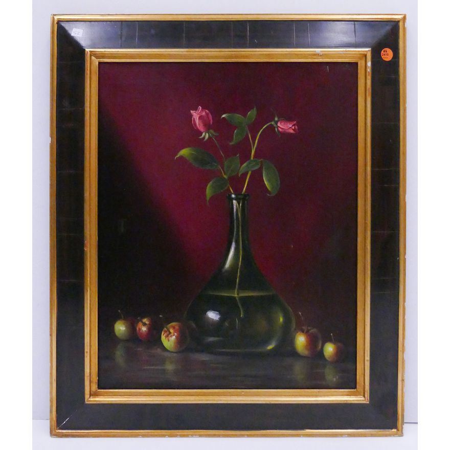 David Borenstein (b.1948, New Mexico) Still Life with Rose Painting - framed 25x21''