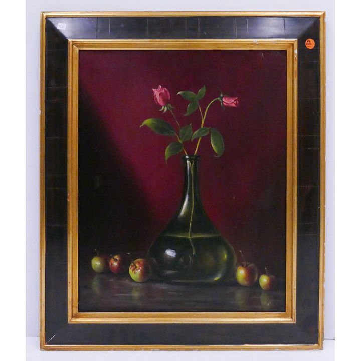 David Borenstein (b.1948, New Mexico) Still Life with Rose Painting - framed 25x21''
