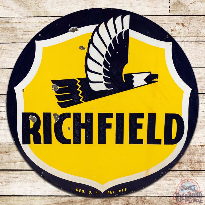 Richfield Gasoline 5' DS Porcelain ID Sign w/ Eagle