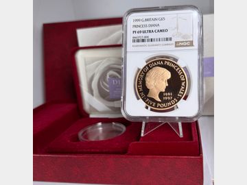 1999 PRINCESS DIANA PROOF GOLD 5 POUND PF69 UCAM
