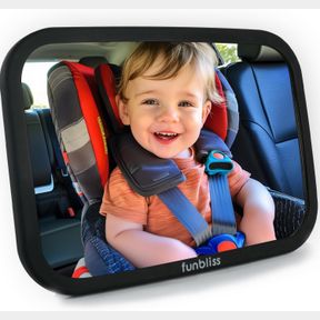 FUNBLISS BABY CAR MIRROR FOR REAR FACING SEAT,360 ROTATION, SAFETY CERTIFIED SHATTERPROOF ACRYLIC GLASS, CLEAR WIDE VIEW,INFANT MI
