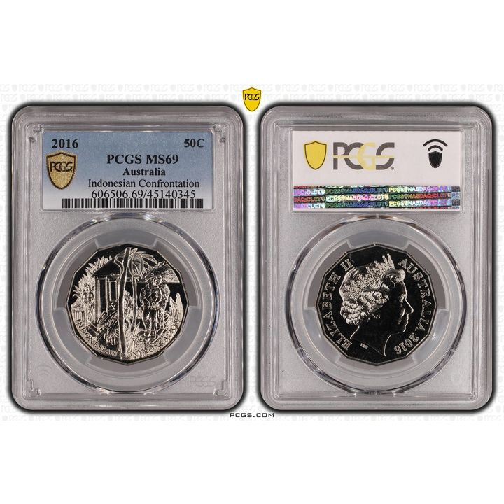 2016 Australia Fifty Cent, 50c Indonesian Confrontation PCGS - MS69 -345