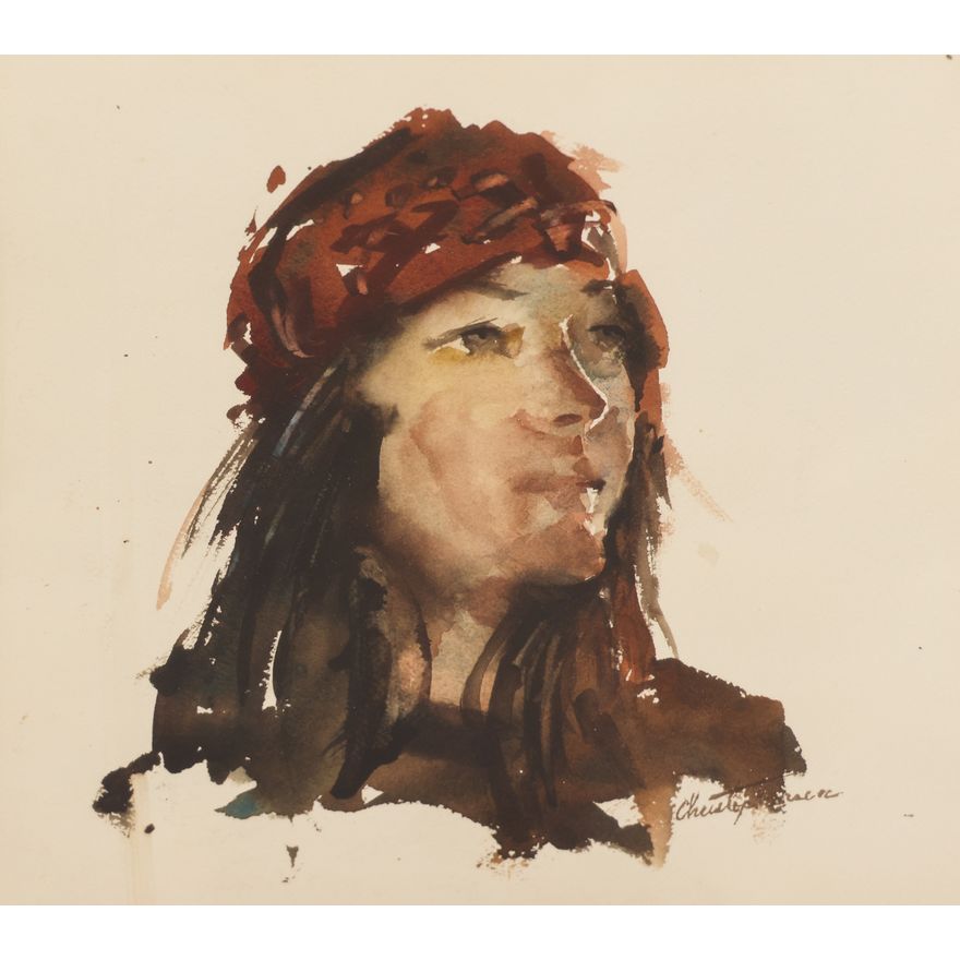 Carl Christophersen ''Maiden'' Watercolor