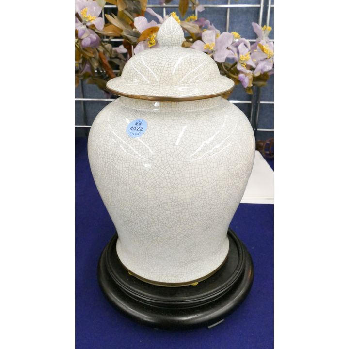 Chinese Crackle Glaze Ginger Jar on Stand 12''