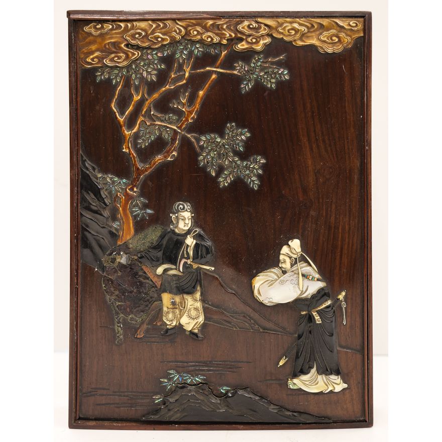 Fine Chinese Applique Rosewood Letter Box