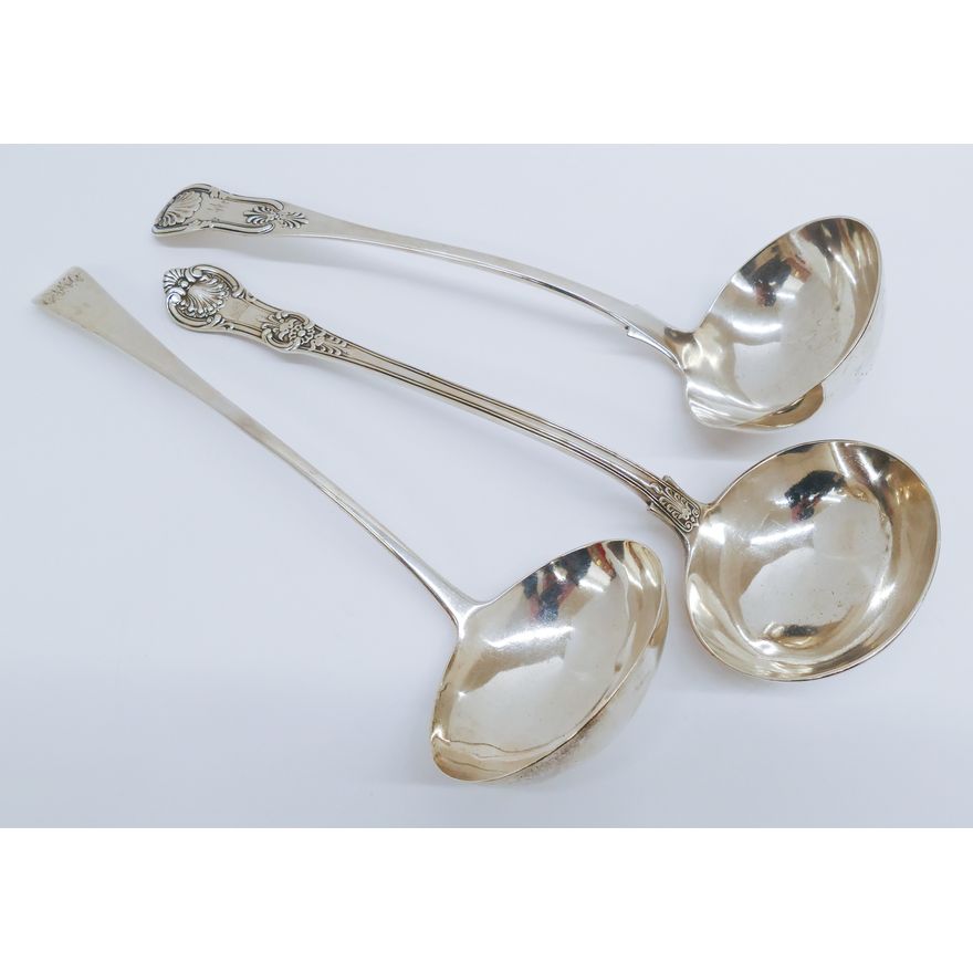 3pc Antique English Sterling Ladles 1795-1859