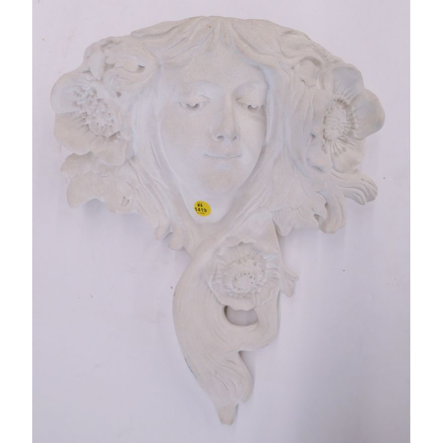 Art Nouveau Style Woman Plaster Wall Pocket- 16''