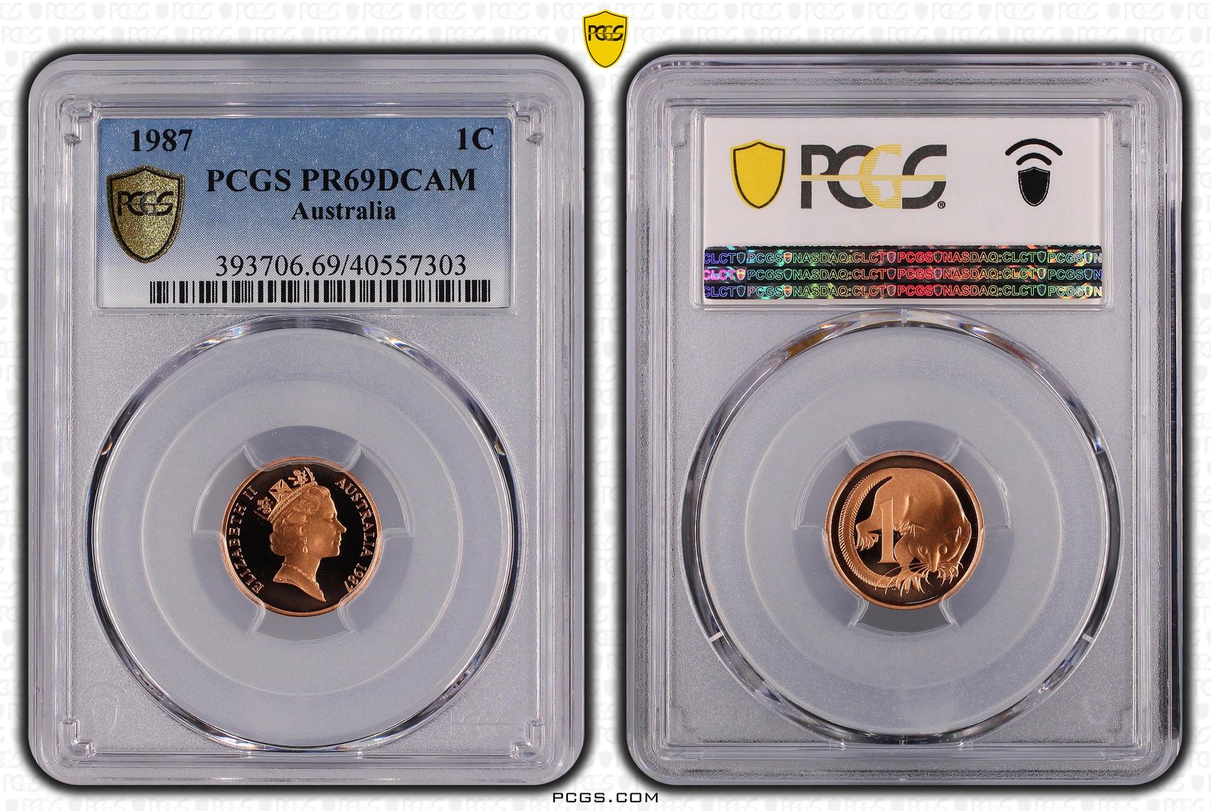 Elizabeth II, One Cent, 1987, PCGS PR69DCAM