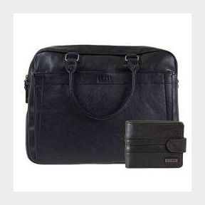 Bossi Mens Laptop Bag Black Plus Small Billfold Wallet |
