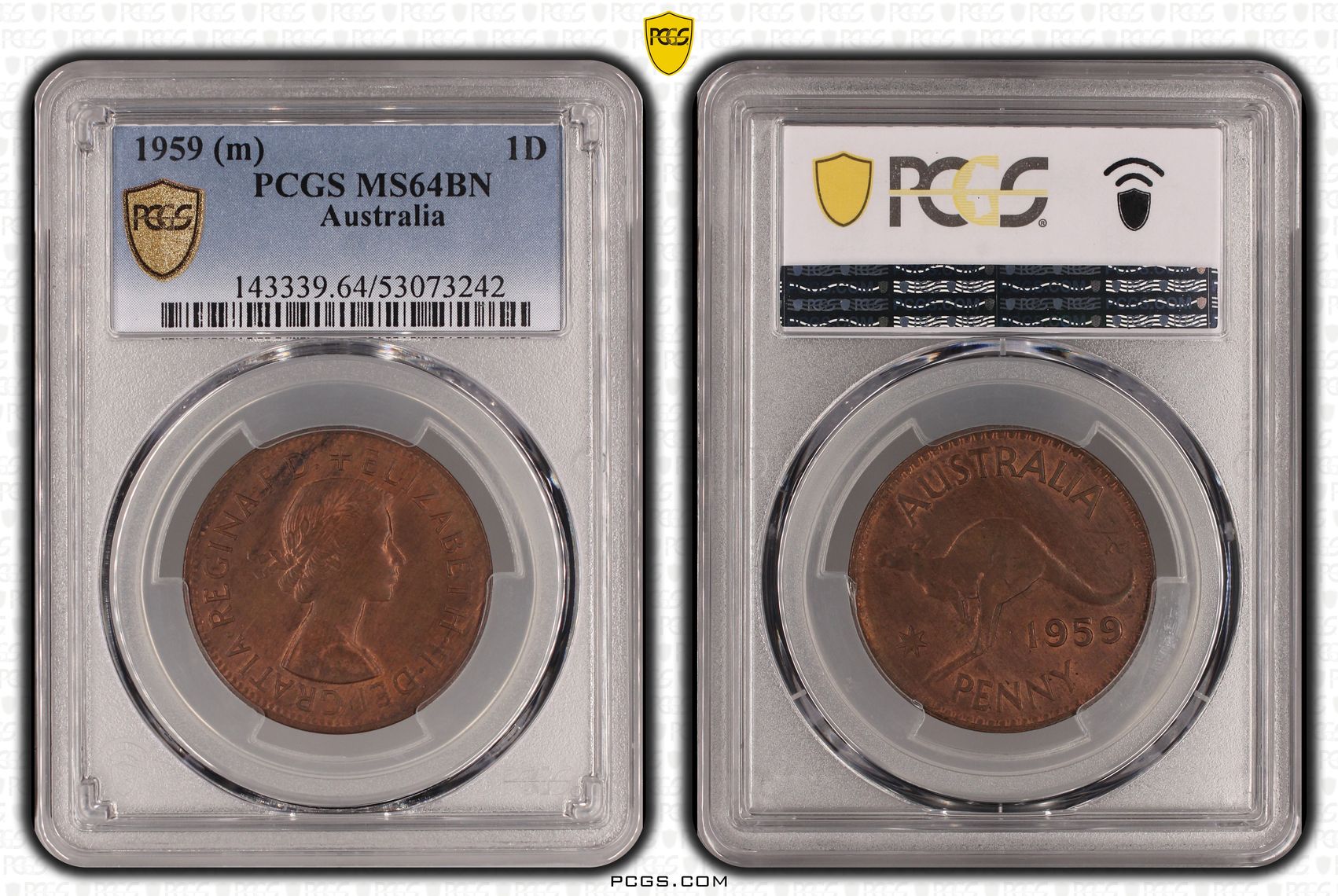 Elizabeth II, Penny, 1959, PCGS MS64BN