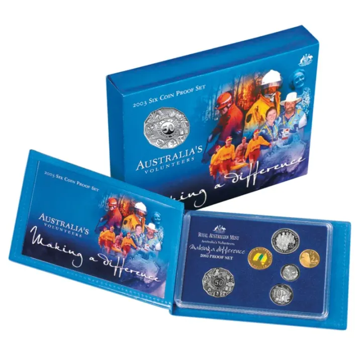 2003 RAM Aust Volunteers Making A Difference 6 Coin Proof Set - Folder