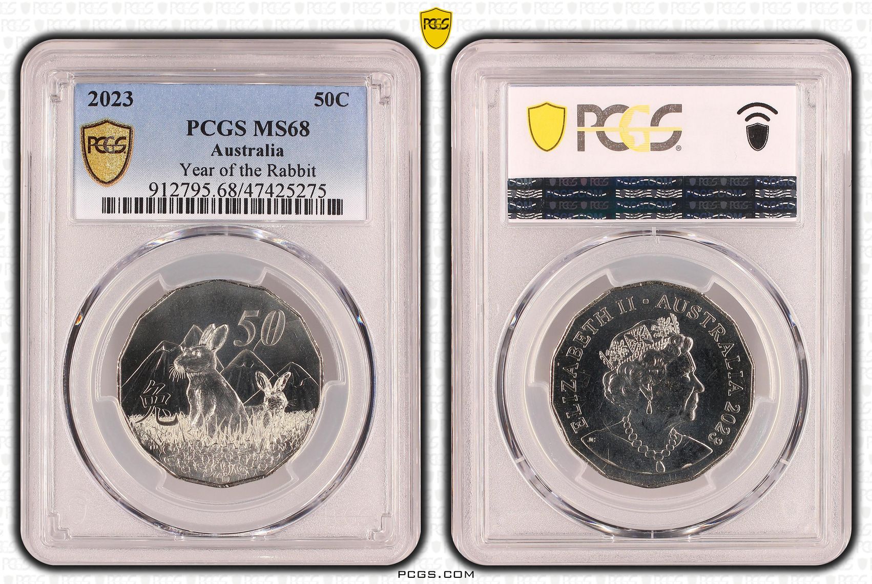 Year of the Rabbit, Fifty Cent, 2023, PCGS MS 68