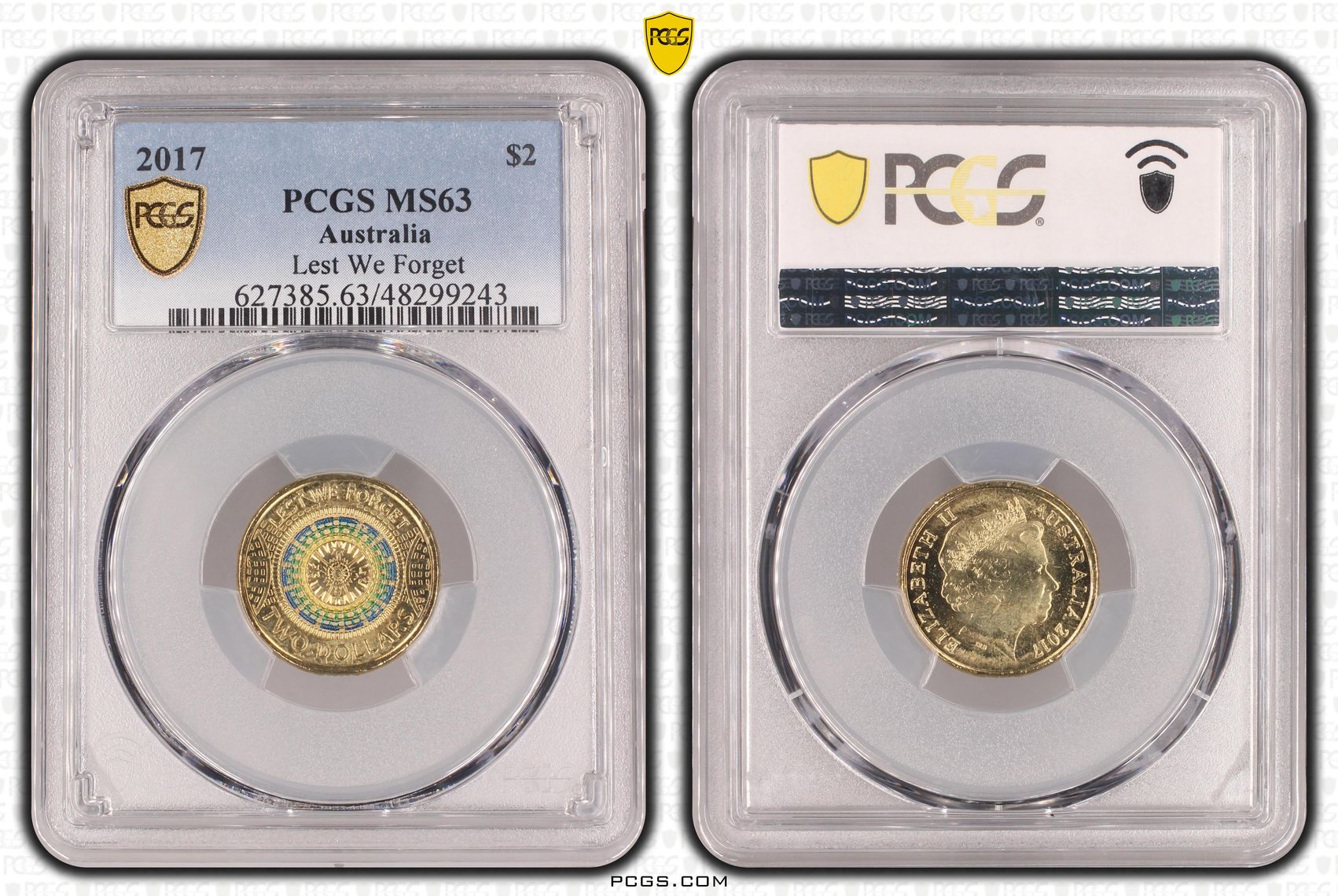 Elizabeth II, Lest We Forget Colorized, Two Dollar, 2017, PCGS MS63