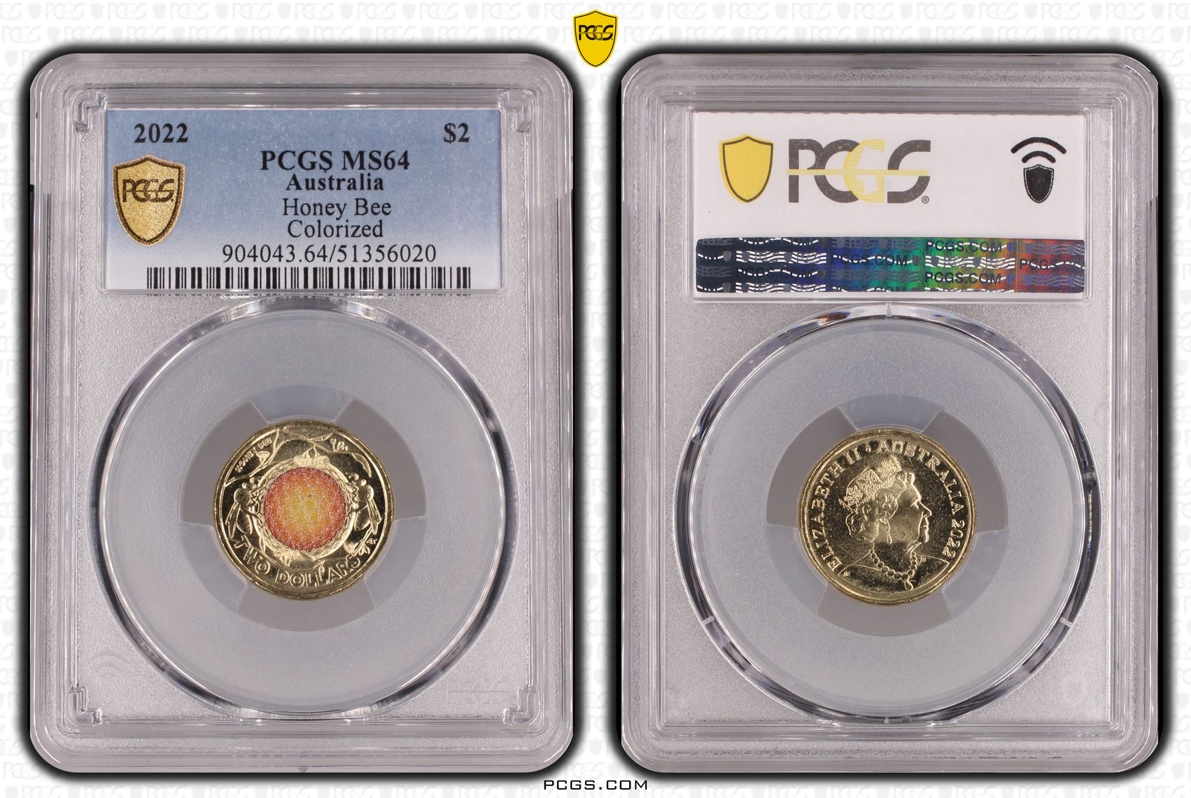 Honey Bee Colorized, Two Dollar, 2022, PCGS MS64
