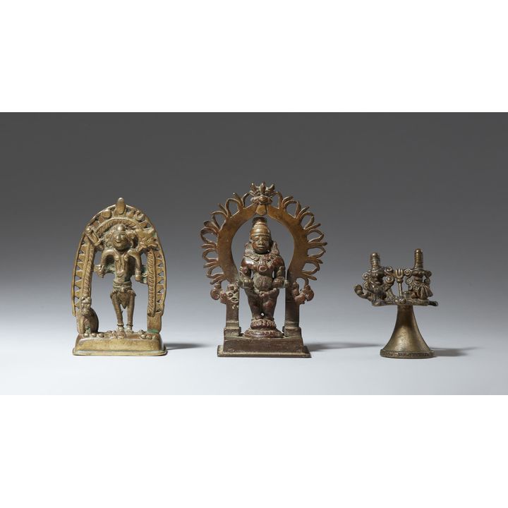 Three Central Indian copper alloy shrines. 19th century