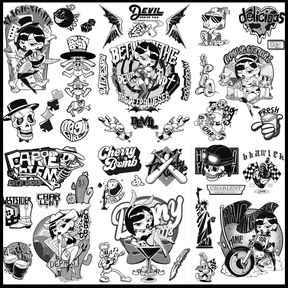 CHARLNET VINTAGE CARTOON TEMPORARY TATTOOS FOR ADULTS WOMEN MEN - 6 SHEETS LARGE AMERICAN TRADITIONAL TATTOO STICKERS FOR MEN WOME