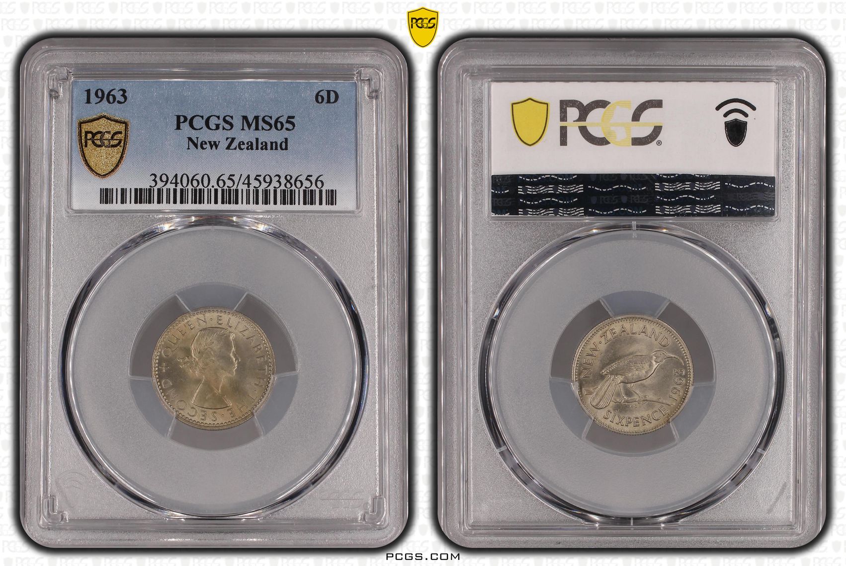 1963 New Zealand Sixpence PCGS - MS65 -656