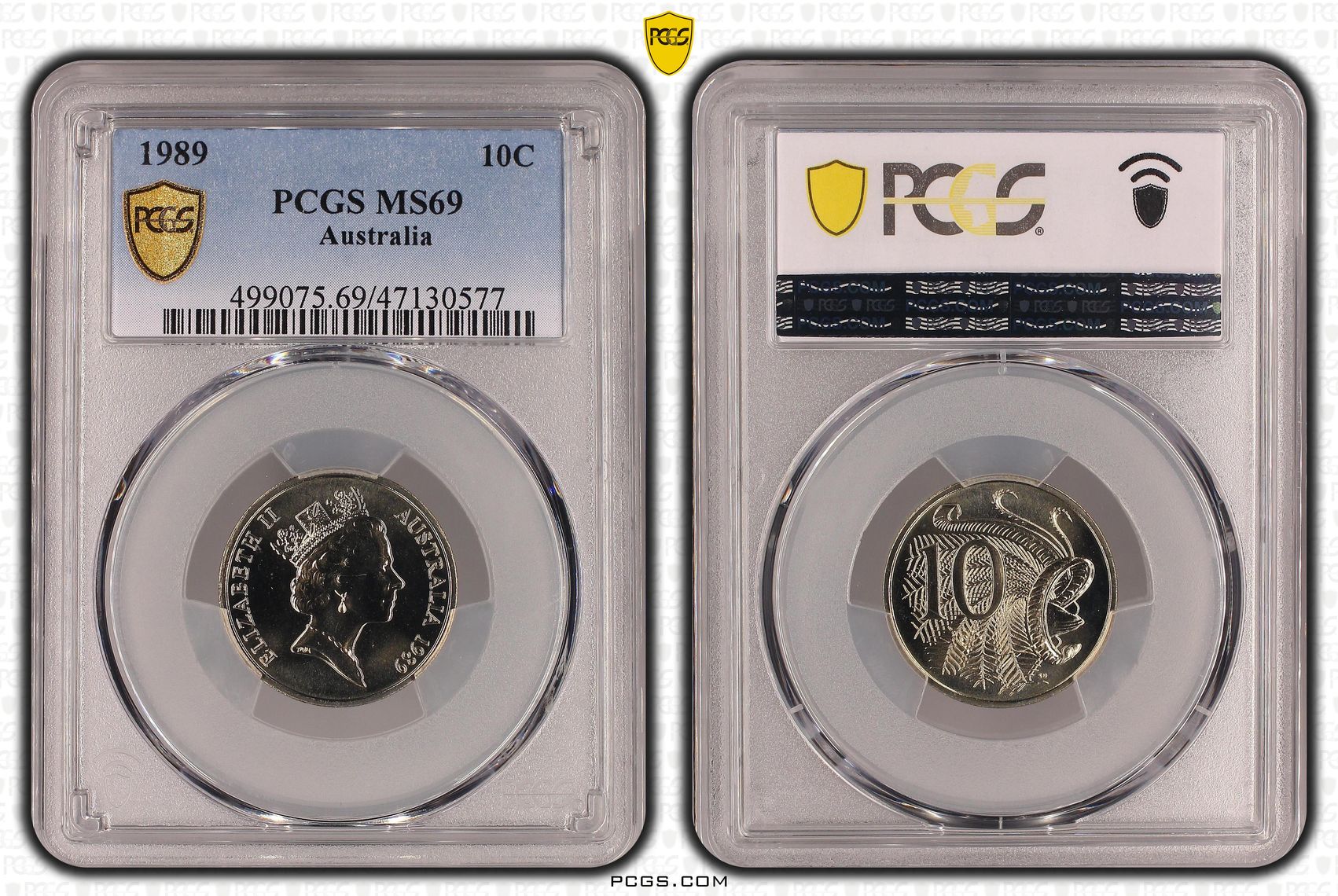 Elizabeth II, Pop 4/0, Ten Cent, 1989, PCGS MS69