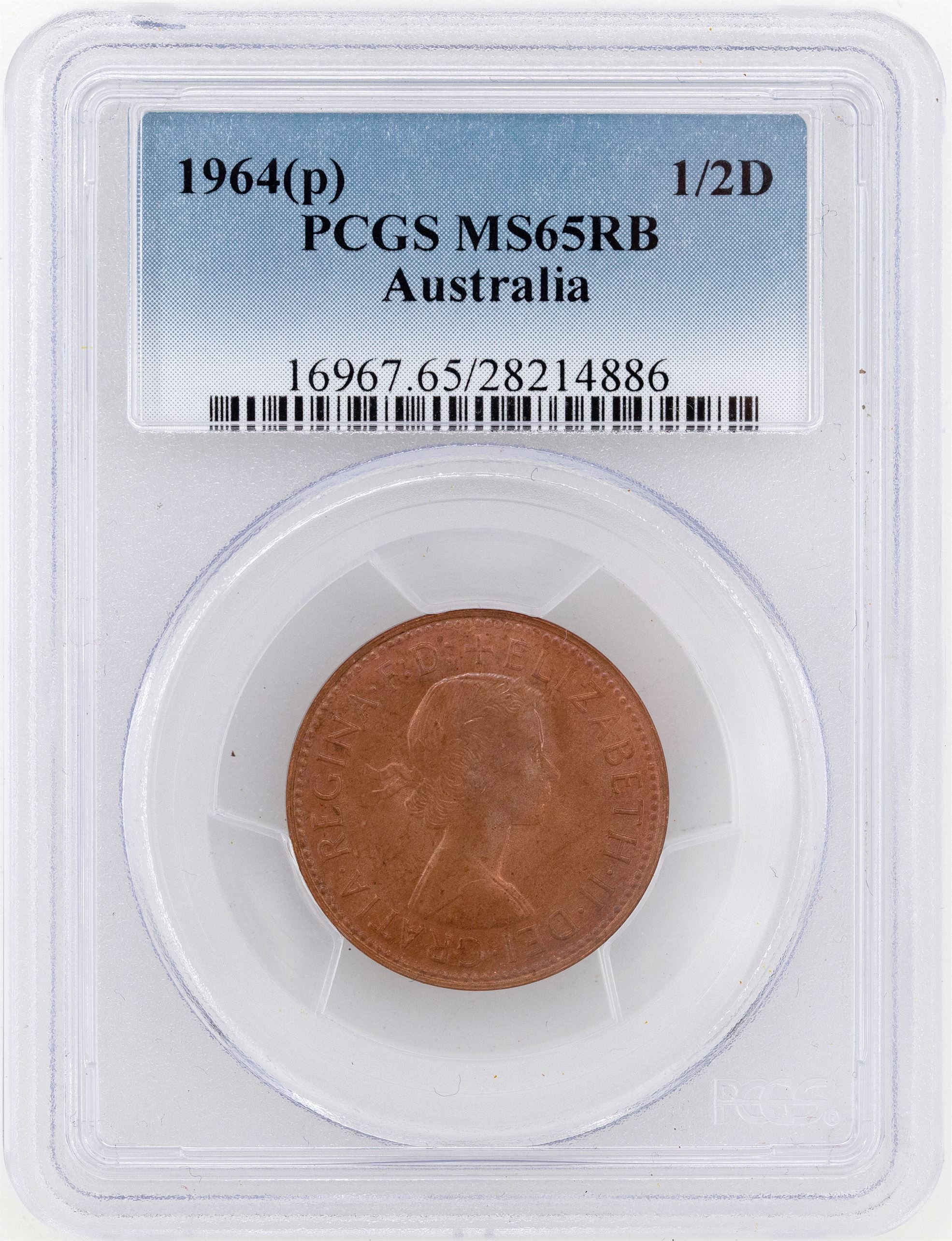 1964(p) Australia Half Penny PCGS - MS65RB -886
