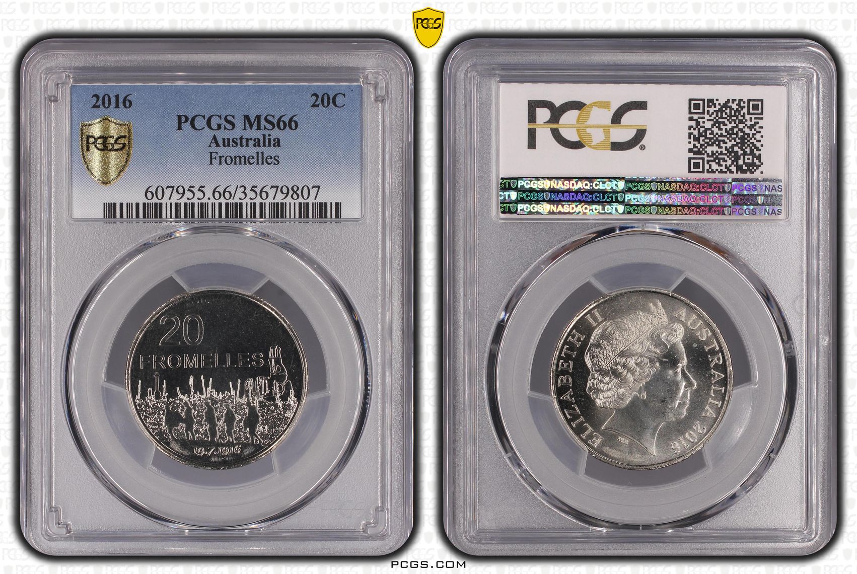 Fromelles , Twenty Cent, 2016, PCGS MS66