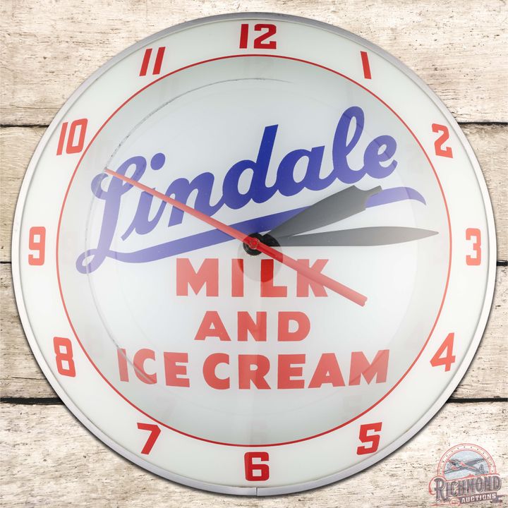 Lindale Milk and Ice Cream 15" Double Bubble Advertising Clock
