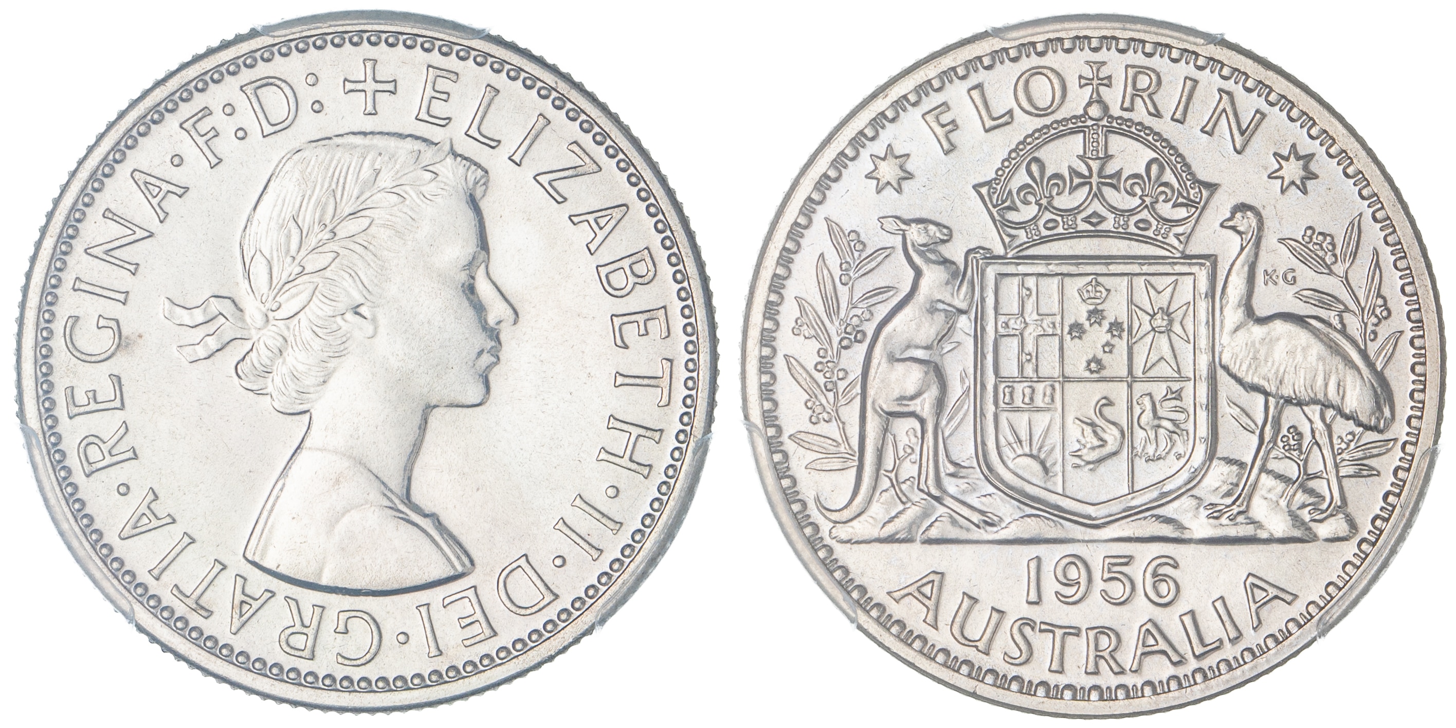 Elizabeth II, Florin, 1956, PCGS PR65