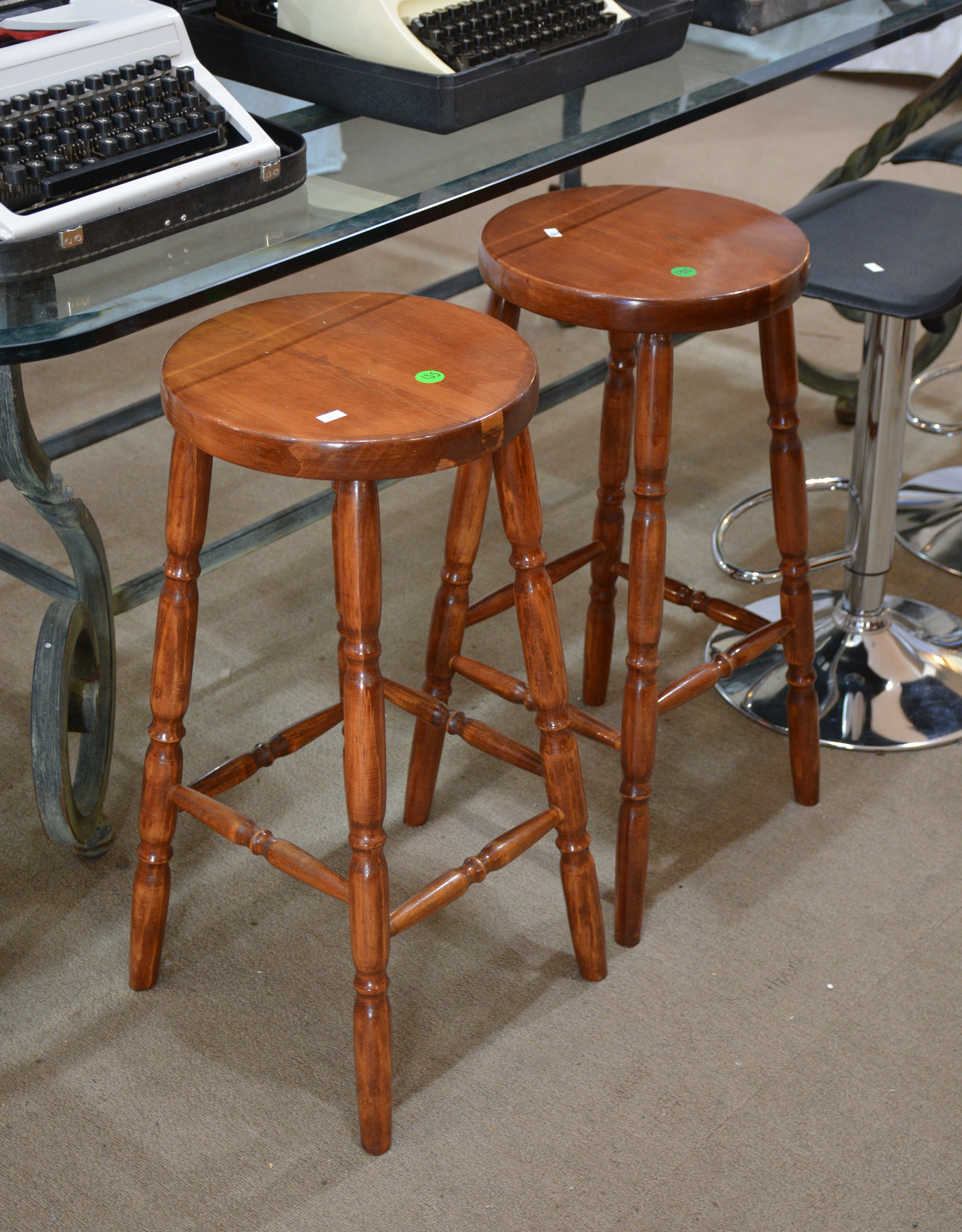 Wooden Bar Stools x 2 — sold at auction in New Zealand for $20