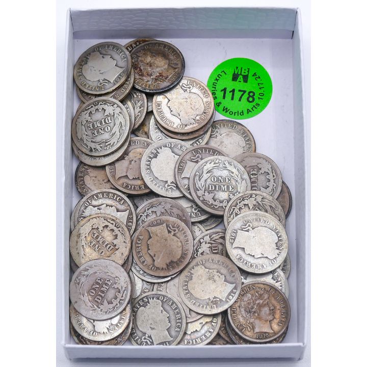 Box 67pc US Barber Silver Dimes