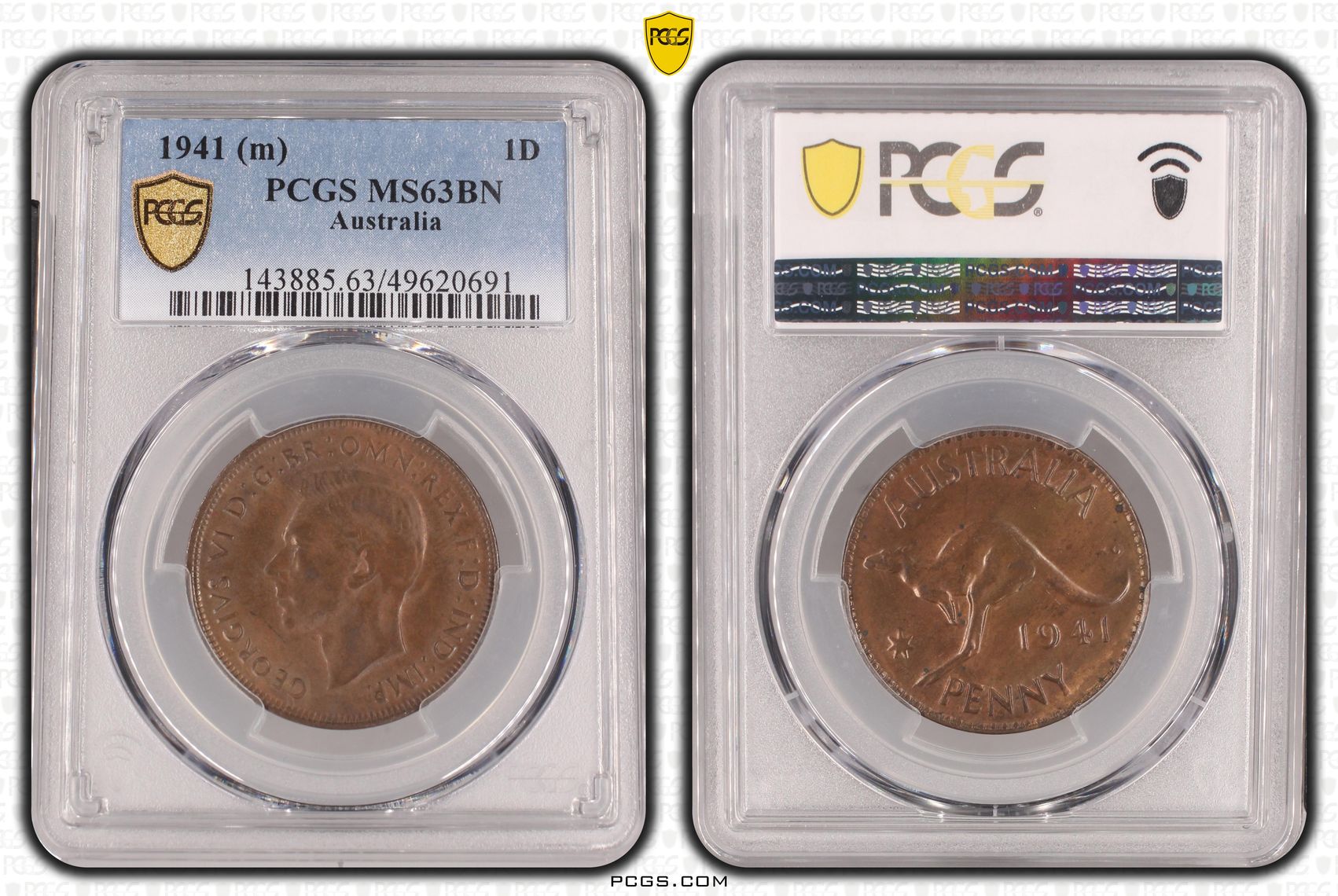 George VI, Penny, 1941, PCGS MS63BN