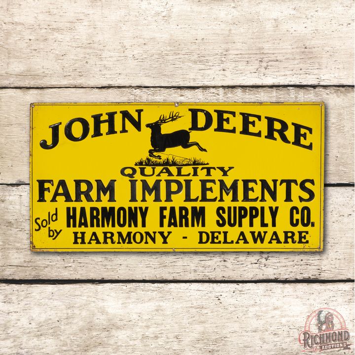 John Deere Leaping Deere Logo Delaware Single Sided Metal Sign TAC 8