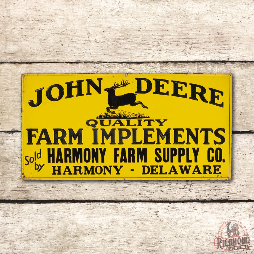 John Deere Leaping Deere Logo Delaware Single Sided Metal Sign TAC 8