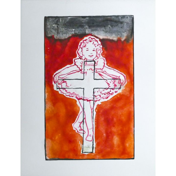 Neil Meitzler ''Girl with Cross'' Monotype Mated 20''x16''