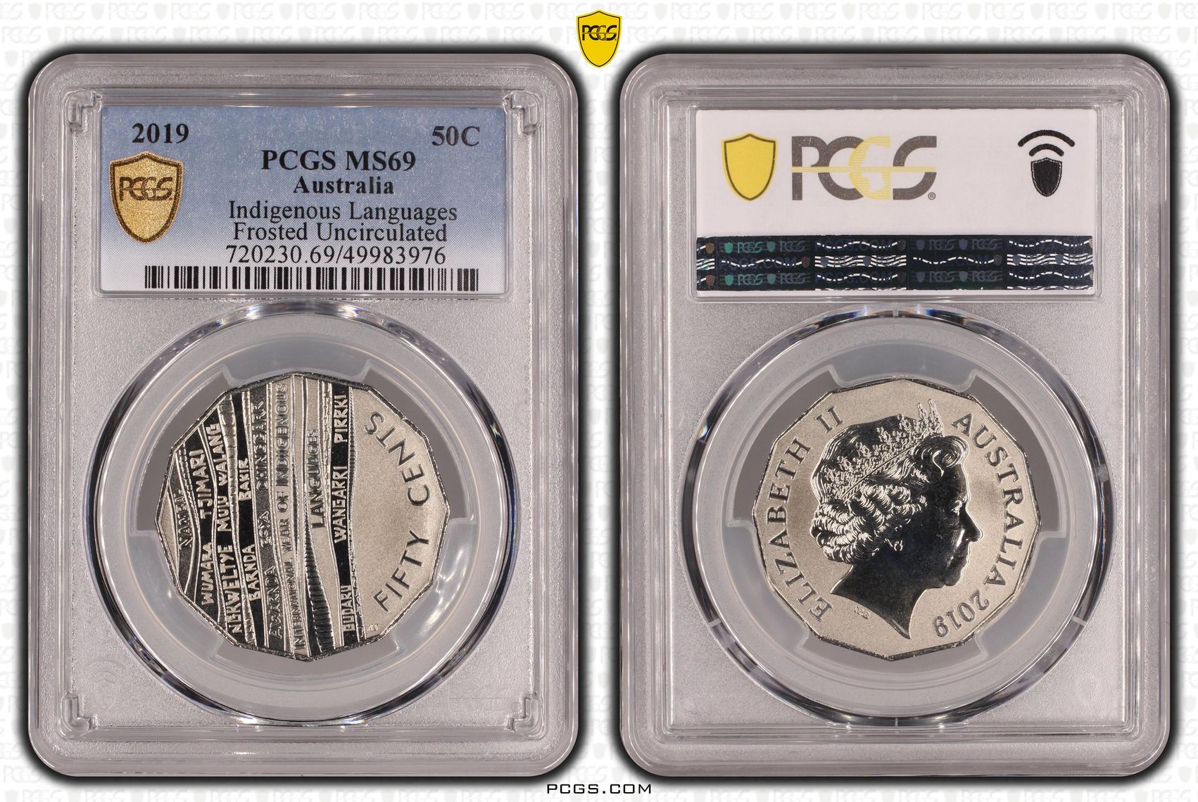 Indigenous Languages Frosted Uncirculated, Fifty Cent, 2019, PCGS MS69