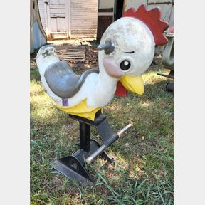 Vintage cast aluminum spring Chicken ride on toy