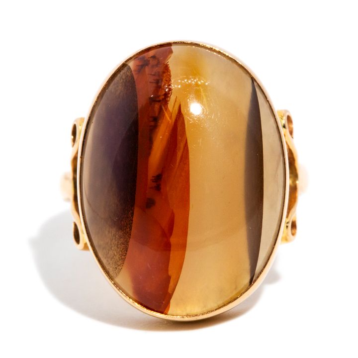 Vintage Agate 14ct Rose Gold Ring
