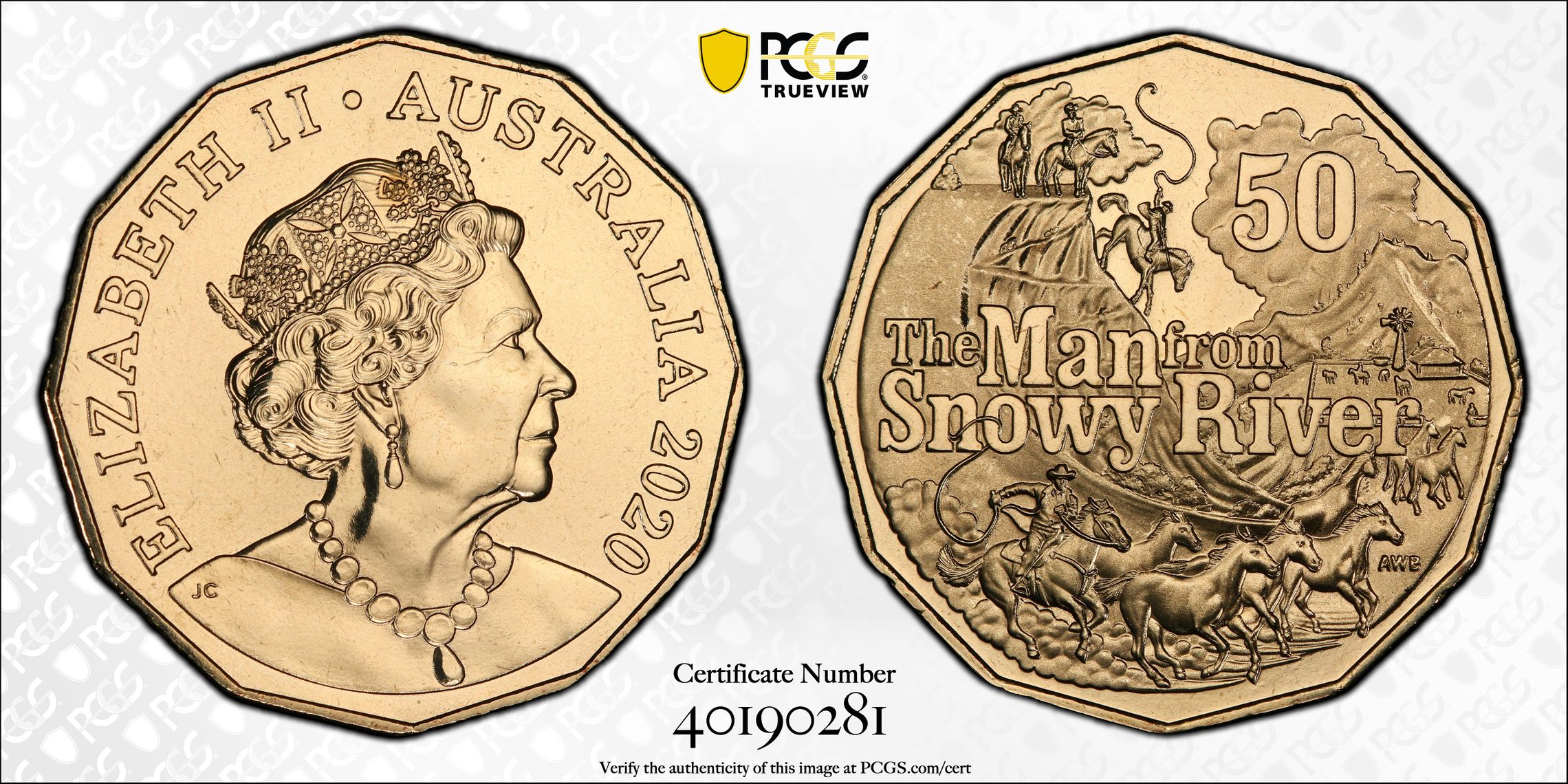 The Man From Snowy River, Fifty Cent, 2020, PCGS MS 68