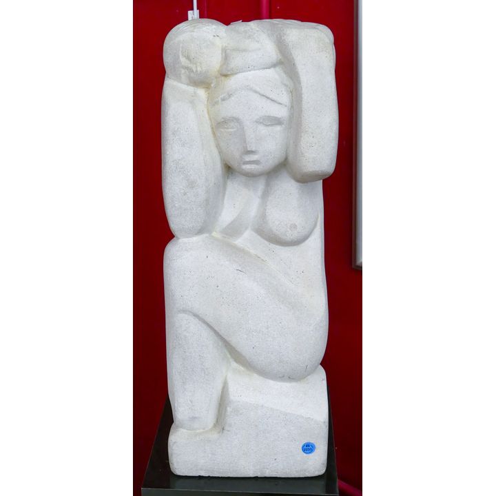 Ken Patecky ''Woman and Child'' Stone Sculpture 23''x9''
