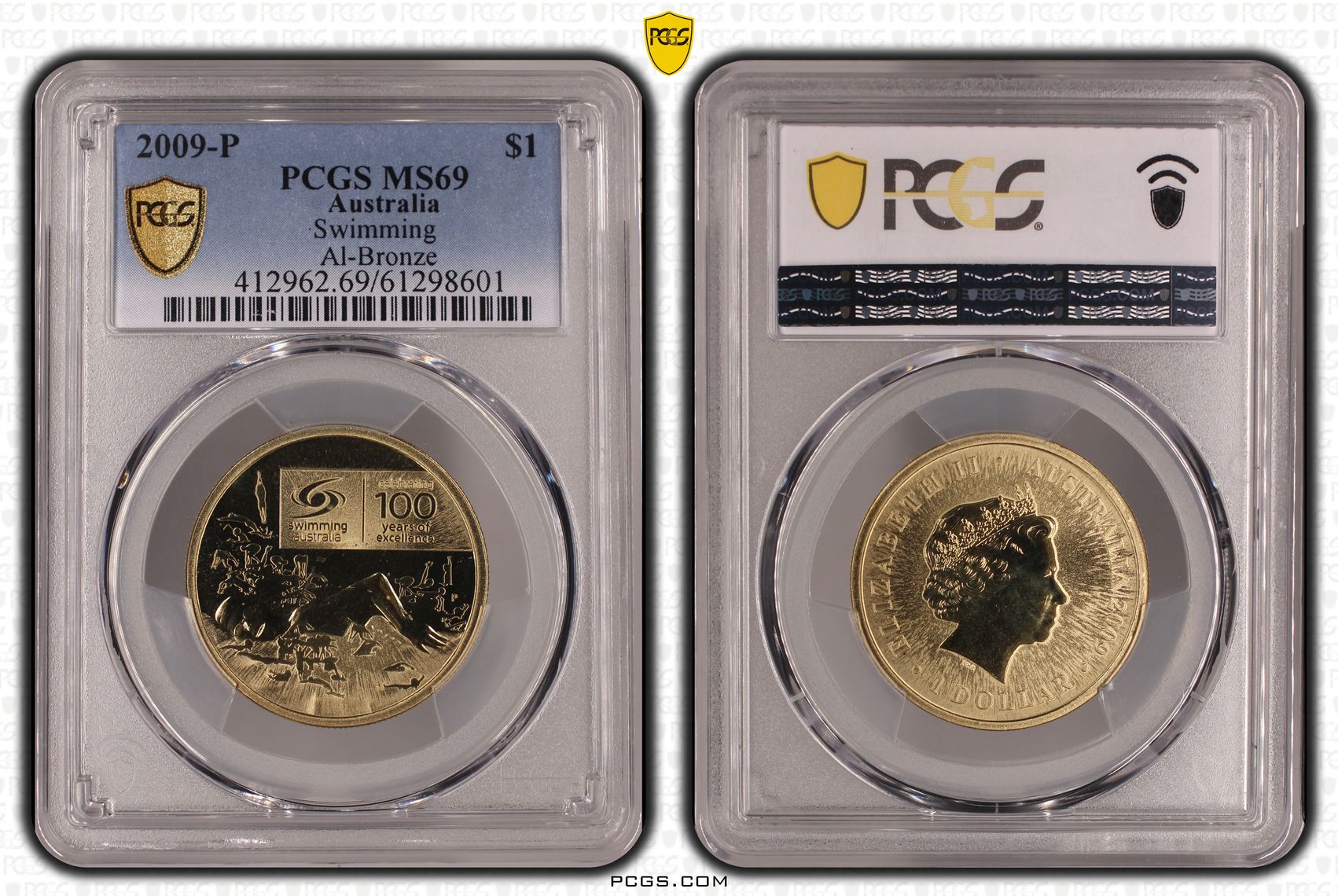 Swimming Al-Bronze, POP 4/0, One Dollar, 2009-P, PCGS MS69