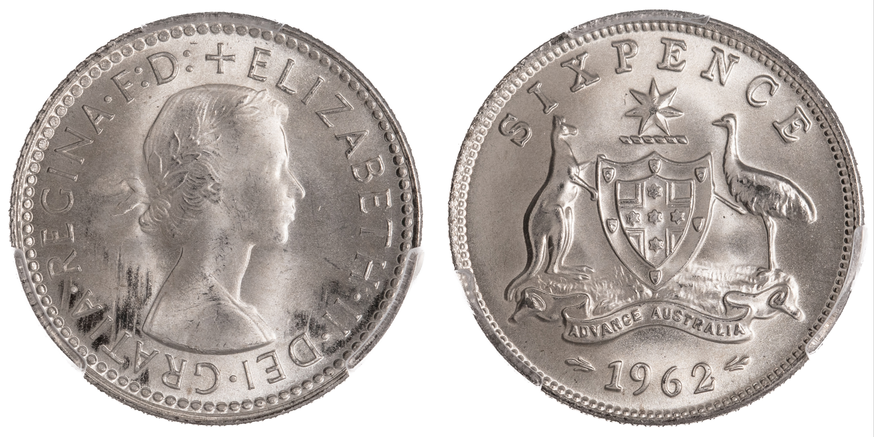 Elizabeth II, Sixpence, 1962, PCGS MS 67+