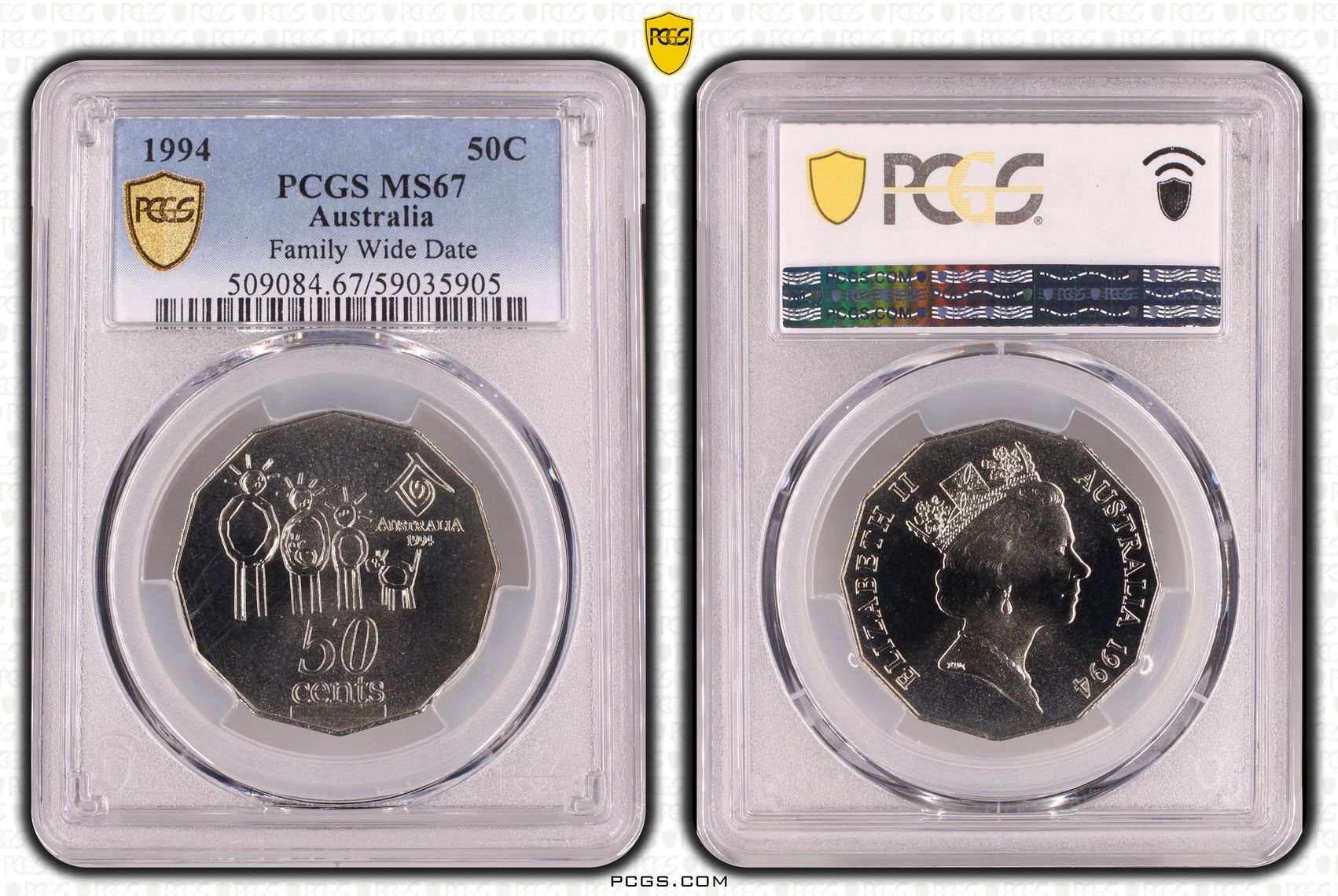 Family Wide Date, Fifty Cent, 1994, PCGS MS67