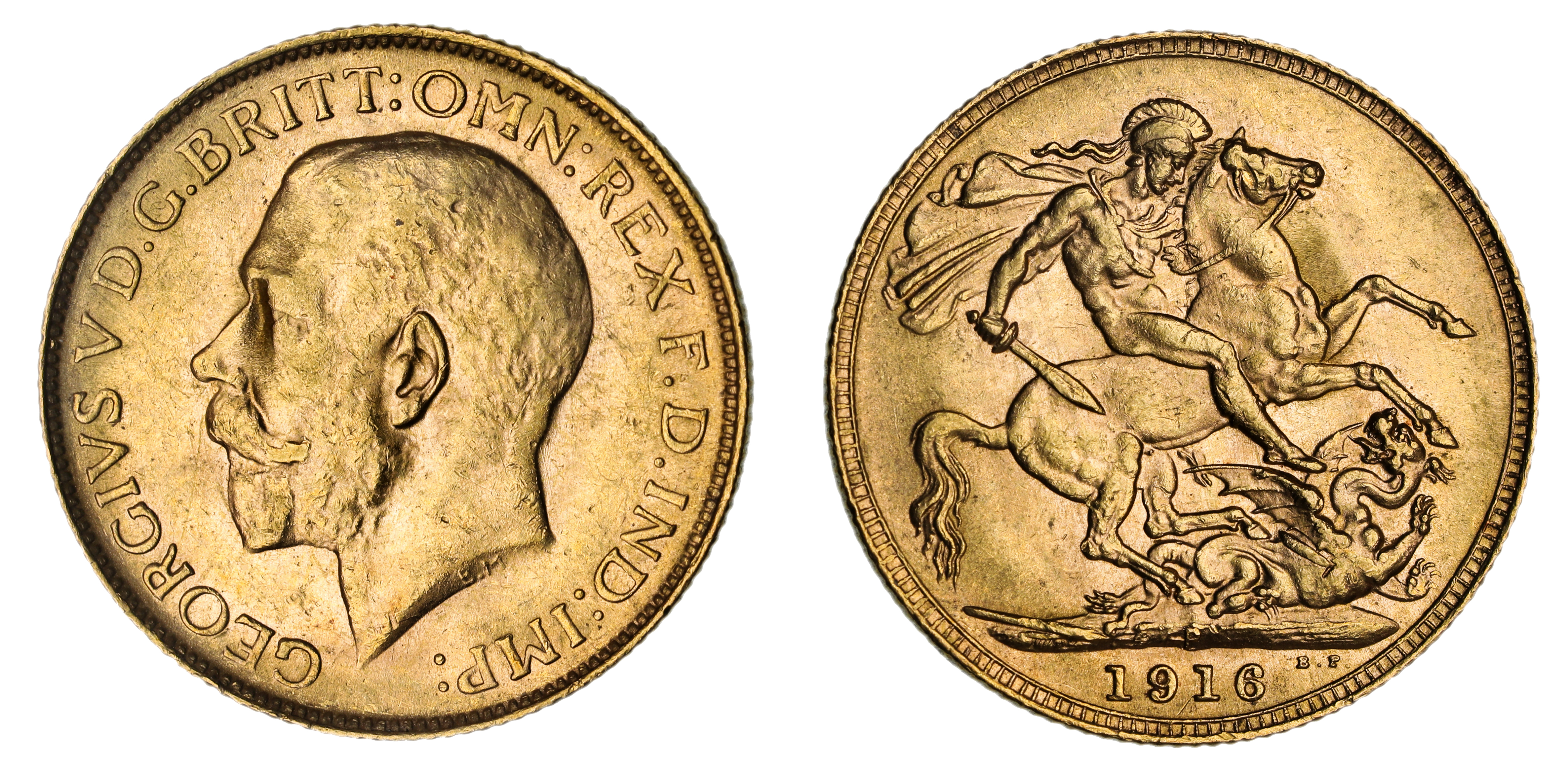 George V, St. George Reverse - Perth Mint, Sovereign, 1916, aUNC