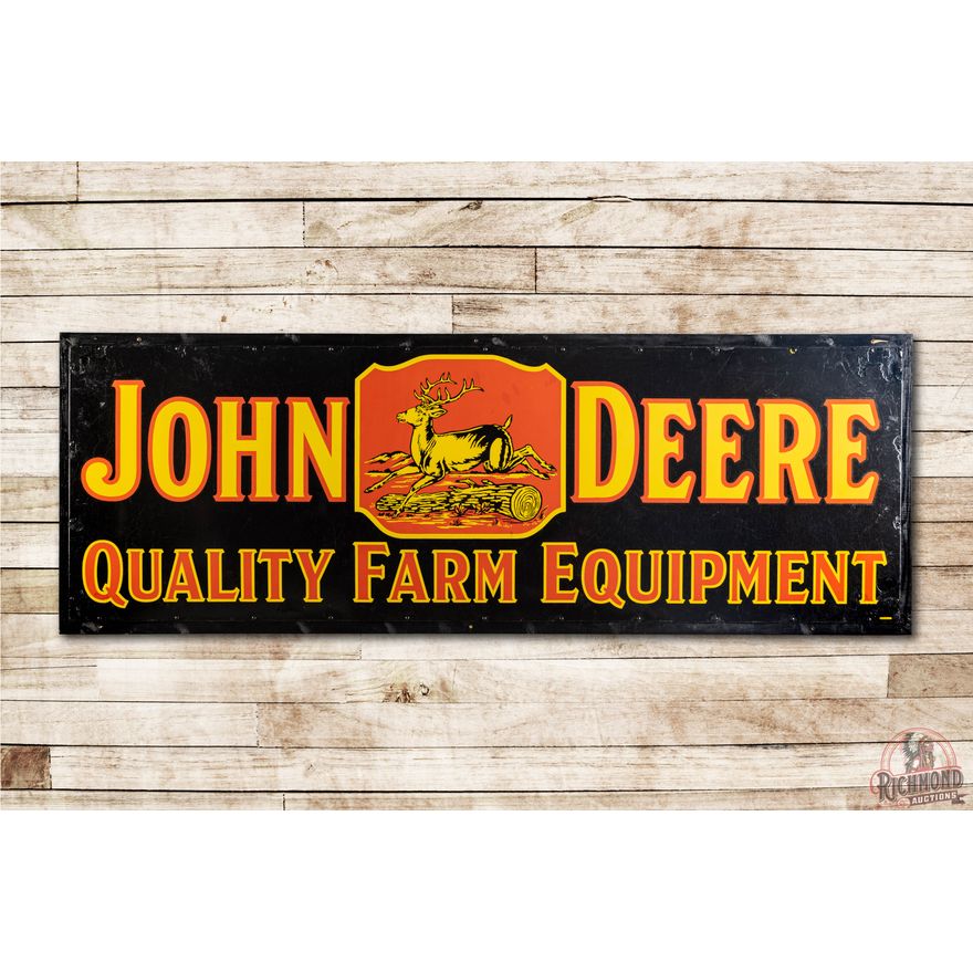 9' John Deere 4-Legged Logo Quality Farm Equipment Single Sided Porcelain Sign TAC 8.25