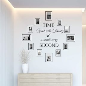 WORLD OF WALL DECAL TIME SPENT WITH FAMILY IS WORTH EVERY SECOND WALL DECAL DECOR CLOCK FAMILY QUOTE SAYING VINYL WALL ART DIY THE