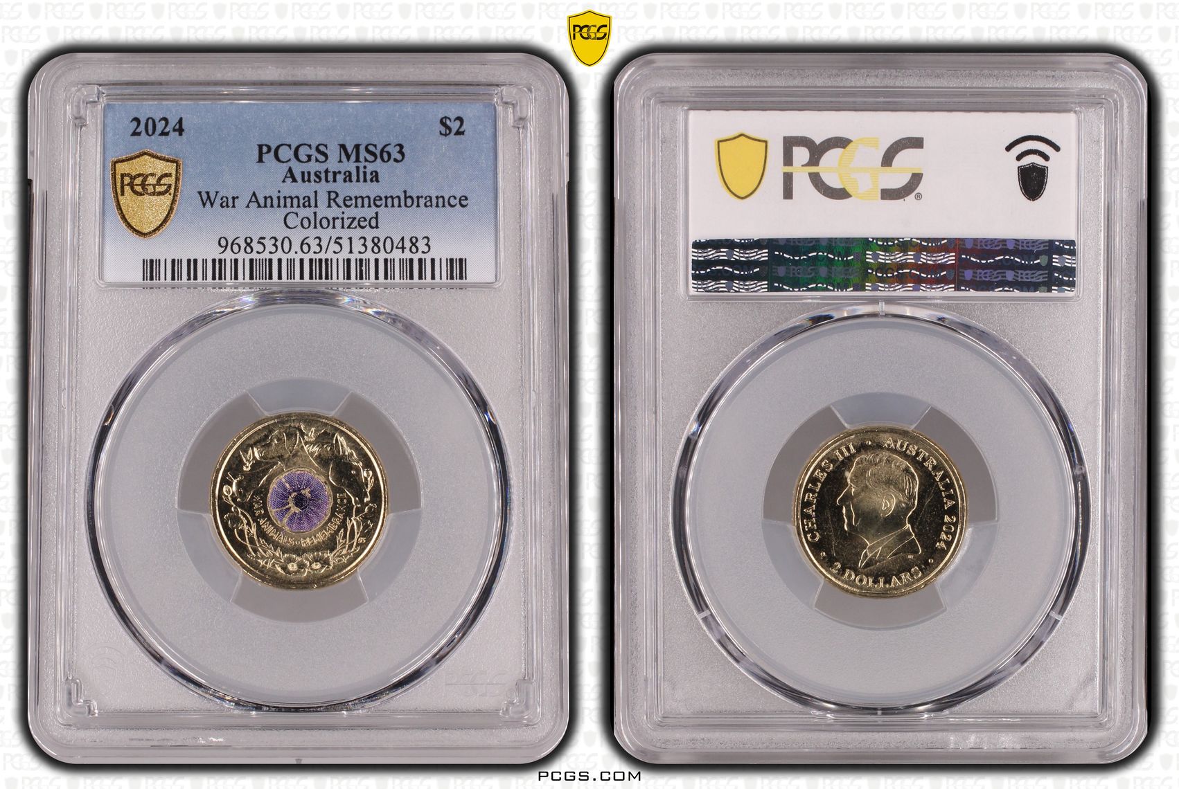 War Animal Remembrance Colorized, Two Dollar, 2024, PCGS MS63