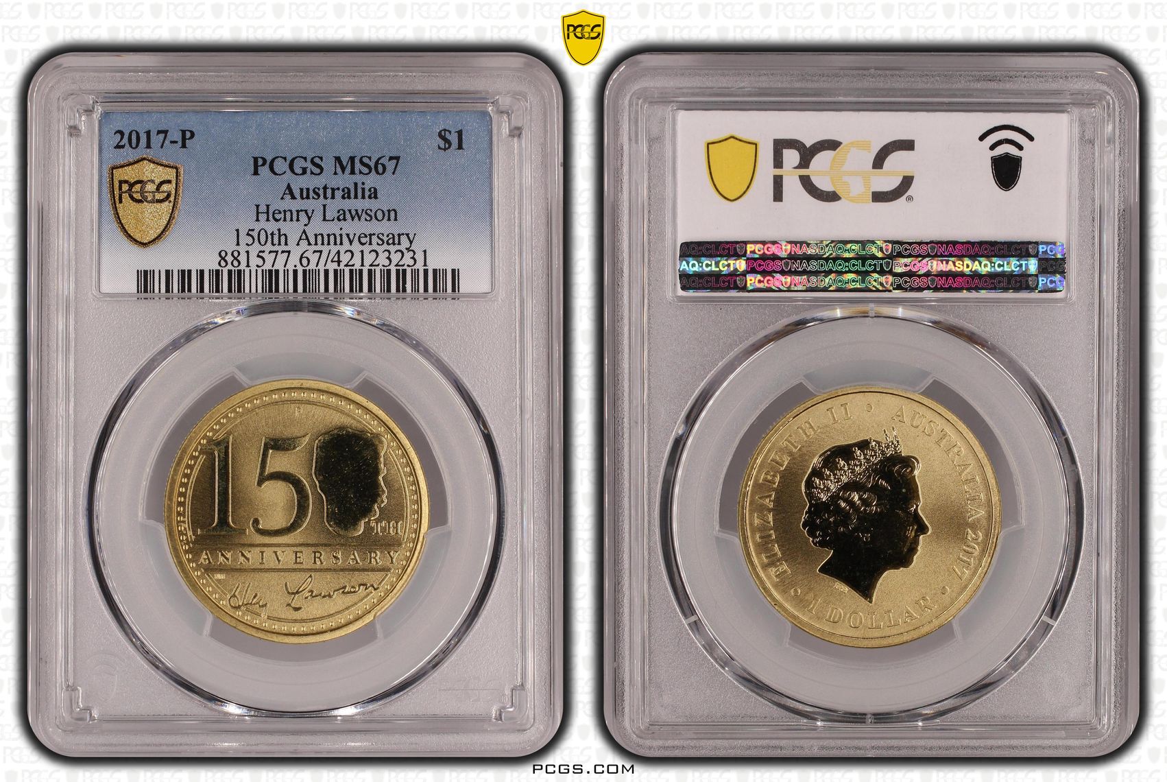 Henry Lawson, One Dollar, 2017-P, PCGS MS67
