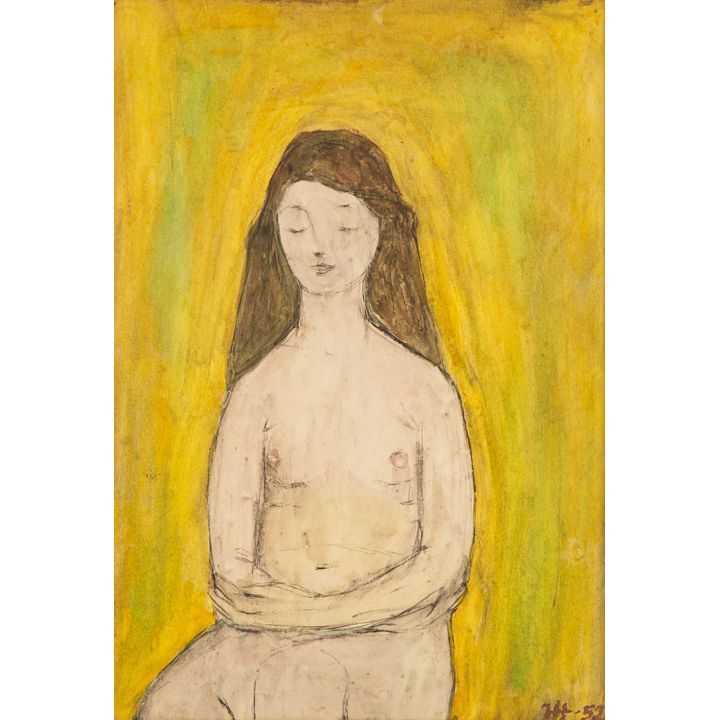 Józef Hałas | Dziewczyna na żółtym tle, 1952 r.