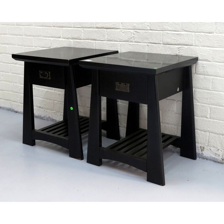 PAIR OF BLACK LACQUERED PEDESTALS